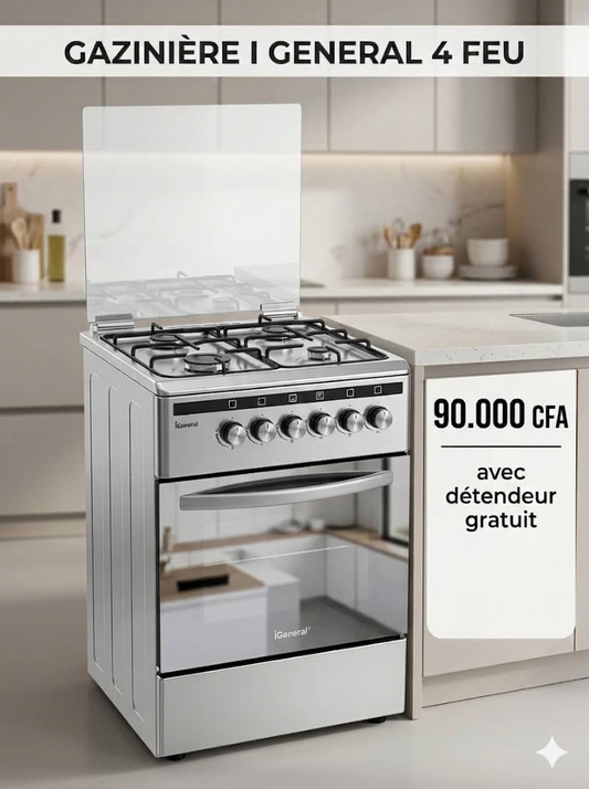 GAZINIÈRE 4 FEU INOX