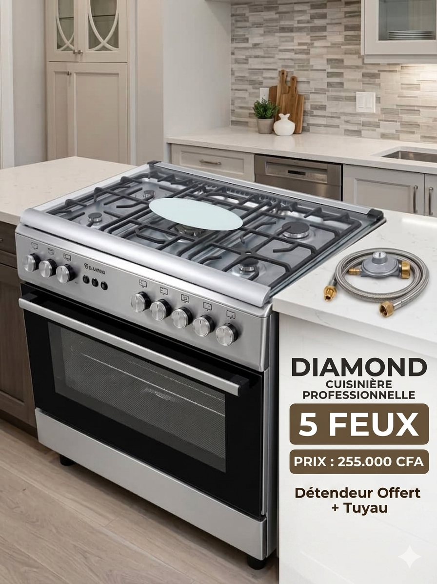 GAZINIÈRE 5 FEU INOX